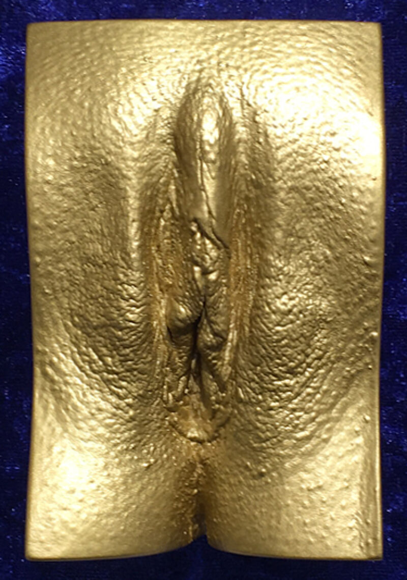 gold painted vulva cast