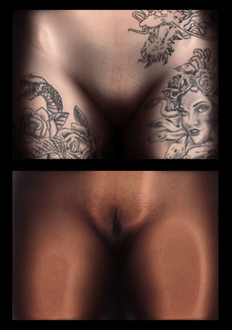 scanner photography images of pubic hair and tattoos