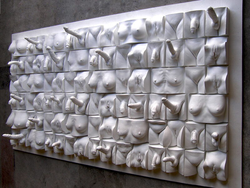 The Spice of Life wall of paster casts of breasts and genitals by Jamie McCartney 2006