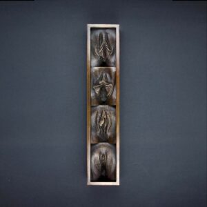 Jamie McCartney's '4 Women - vertical' vulva panel artwork in bronze