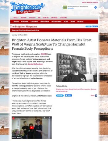 Brighton Magazine Jamie McCartney donates Great Wall of Vagina image to Brighton SHAC