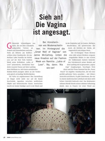 Emma Magazine article on vagina art